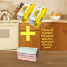 80张加厚厨房湿巾，超大包装，厚实耐用，有效清洁油脂和污垢，适用于炉灶、烤箱、台面，柠檬香味 - 黃色特價款 - 查看 7