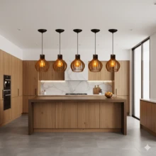 Kit 2 Pendente de Madeira MDF Marrom E27 Bivolt Luminária Decorativa Moderna - 2Ppm - Marrom - Visão 4