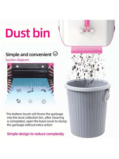 手动推式前扫机，带超细纤维刷毛和手柄的自动地板清扫器，易于清洁的硬地板清扫器，适用于客厅、卧室、浴室、厨房和卫生间 - 非常适合去除宠物毛发。