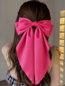 1pc Elegant Bow Hair Clips For Women & Girls - Neutral & Pastel Tones (Burgundy Red/Black/White/Pink) Polyester Hairpins For School, Daily, Valentine's Day & Weddings - Durable & Versatile Daily Leisure Hair Accessories, Head Accessories, Claw Clips, Hair Slide - Rose Red - View 6