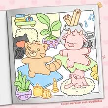 1 pièce Livre de coloriage pour adultes "Love Cuties" de 40 pages 190g - Thème de ballon en forme de cœur + rendez-vous en bus, livre de coloriage doux et apaisant, bonheur féminin pour la Saint-Valentin - J'adore les mignonnes - Voir 4