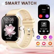 1,83-calowy, w pełni dotykowy ekran, unisexowy smartwatch z następującymi funkcjami: odbieranie połączeń, powiadomienia o wiadomościach, sterowanie muzyką, zdalny aparat, krokomierz, śledzenie kalorii, wiele trybów sportowych, alarm, powiadomienia o połączeniach i wiadomościach, kompatybilny z systemami Android i iOS - Wielokolorowe - Zobacz 13