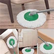 Compartment Spin Mop And Bucket, Mop And Bucket With Wringer Set,360°Rotating Spinning Mopping For Floor Cleaning With 6 Microfiber Replacement Heads, 61" Extended Handle, 2X Wheel - Deep Green - A - Xem 2