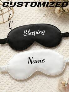1pc Customized Eye Mask, Suitable For Napping, Sleeping, And Other Occasions, Lightweight And Comfortable, Ideal Gift For Couples. This Eye Mask Is Unique, Soft, And Exquisite, With A Solid Color Design, Simple And Fashionable, Supporting DIY, Creative, Niche Style, Suitable For Birthday, Valentine's Day, Mother's Day, Teacher's Day, Halloween, Christmas, And Other Occasions, Also A Great Travel Essential. It Also Includes Travel Accessories. - Black - View 1