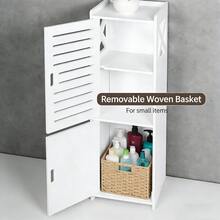 24cm Wide X 75cm High Narrow Gap Bathroom Storage Rack With Door, Toilet Side Organizer Shelf Bathroom Accessories - White - View 8