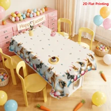 1/20pcs Easter Theme Tablecloth, Cute Rabbit, Colorful Eggs And Butterfly Floral Print Tablecloth, Happy Easter Tablecloth, Spring Theme Dining Table Decor, Easter Decoration, Easter Gift - Multicolor - View 6