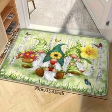 1PC Whimsical Garden Gnomes With Flowers And Butterflies Artistic Door Mat For Entryway, Living Room, Bedroom, Or Kitchen Decor Vibrant Spring Theme Indoor Floor Rug - 彩色 - 查看 6