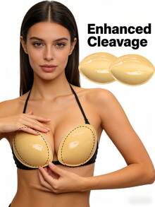 1 Pair Double-Sided Reusable Self-Adhesive Bra Pads, Thickened Invisible Bra Inserts, Waterproof For Swimming - Multicolor - View 3