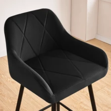AINPECCA Bar Stools Set Of 2/4, Velvet Breakfast Bar Stools With Upholstered Seat, Armrest And Metal Leg For Home Kitchen, Breakfast Bar, Counter - Black - View 11