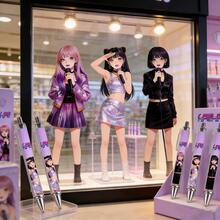 K-POP Theme Ballpoint Pen And Rollerball Pen, Featuring Popular Girl Group Patterns, Black Ink Refill. Quick-Drying Ink, Smooth Writing. Suitable For Young People And K-POP Fans - Sets - View 7