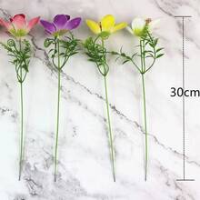 手工丝绸卡特兰兰花，艺术丝绸花，客厅花卉装饰，家居手工丝绸花，DIY婚礼花束、派对、家居客厅、厨房、花园、酒店、办公室、情人节、母亲节、生日礼物、春季家居花园派对装饰、DIY拱形花环装饰，也是送给女孩的绝佳礼物 - 彩色 - 查看 3