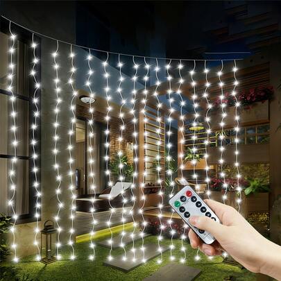 1 st DIY-ljusslingor, hängande trädgårdslampor, fjärrstyrda USB-drivna LED-gardinlampor, utomhusljusslingor, köksdekoration, bakgrundsväggdekoration, festbröllopsdekoration, högtidsbelysning, 8-funktioners ljusslingor, heminredningsbelysning, födelsedagsdekorationslampor, campingdekorationslampor, alla hjärtans dag-dekorationslampor, vardagsrums-sovrum-köksstämningsdekorationslampor