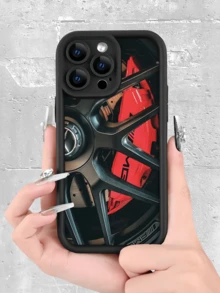 1 Stück schwarze personalisierte Rad-Felgen Minimalist Full Coverage TPU stoßfeste Handyhülle kompatibel mit Apple 17, 16, 15, 14, 13, 12, 11 Pro Max, Air und Serie - Verschiedenfarbig - Übersicht 4
