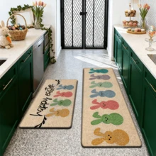 1pc Easter Bunny Decor Kitchen Floor Mat, Spring Easter Holiday Party Floor Mat, Rubber Non-Slip Bottom, Machine Washable, Easter Decoration, Suitable For Kitchen, Dining Room, Bedroom, Living Room, Party, Easter Gift - Multicolor - View 11