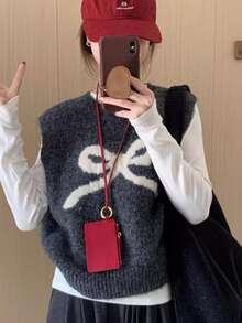 New For Early Spring 2026: Layered, Casual, Simple, Versatile Knit Vest, A Must-Have Item. Sleeveless. - Grey - View 4