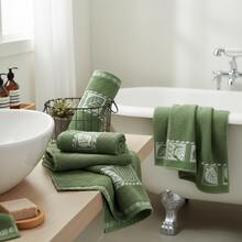 5-Piece Towel Set For Bath And Face, 100% Cotton, With Bath Mat For Bathroom And Washroom - 綠色 - 查看 5