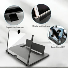 Amplificador de pantalla universal con soporte de teléfono, HD anti-reflejo anti-fatiga ocular, ajustable en ángulo plegable, para ver películas videos en hogar oficina y al aire lib - Negro - Ver 3