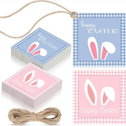 Colorful Easter Bunny Hanging Paper Tags, Cute Rabbit Basket Name Tags, Holiday Decoration, Spring DIY Craft, Party Favor, Gift (Easter Bunny)