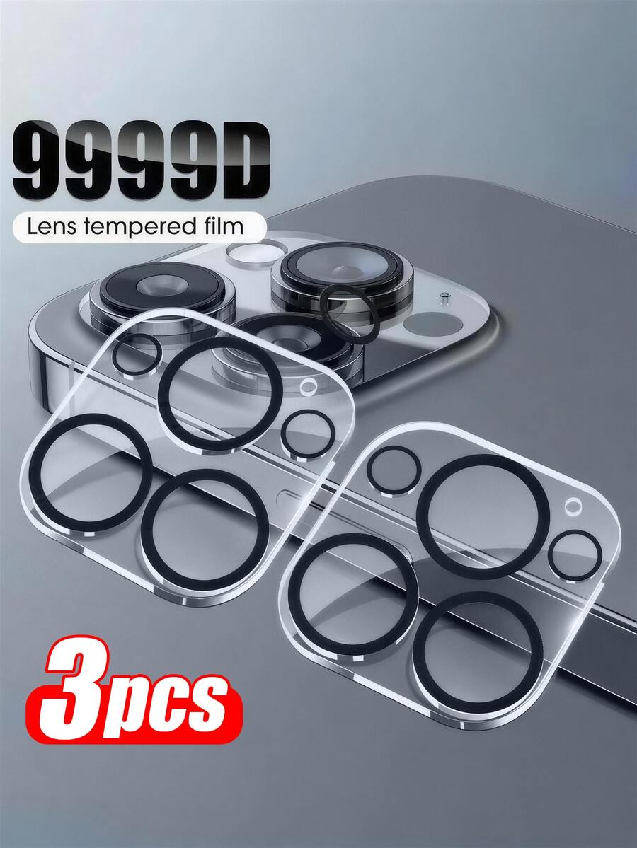 Bộ 3 miếng dán màn hình cường lực 9H tương thích với iPhone 17 16 15 14 13 Pro Max Plus Mini, màu đen, bảo vệ ống kính camera tròn, chống trầy xước, chống bám vân tay, tương thích với ốp lưng. - Trong sáng - Xem 1