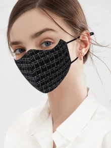 Rhinestone Decorated Fringe Thin Breathable Ice Silk Face Mask With Crystals,Solid Color Sun Protection,Summer - Face Mask - View 11