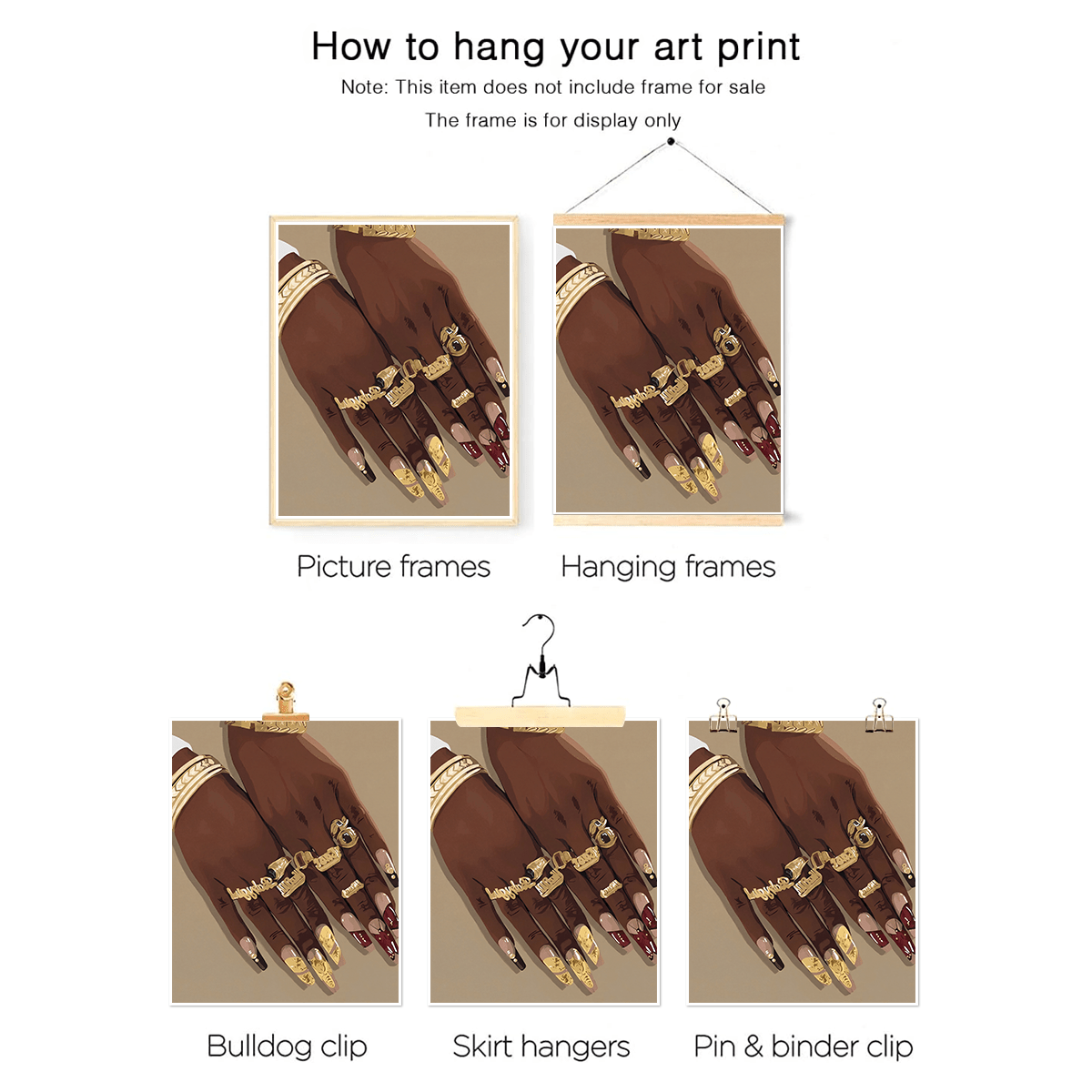 4pcs Vintage Wall Art Posters, Waterproof Canvas Posters, Paired With Golden Jewelry, Art Prints, Boho Wall Art, Art Posters, Available With Or Without Frames, Room Decor, Home Decor, Ideal Housewarming Gift, College Dorm Apartment Decor, Hotel, Home, Living Room, Bedroom, Bathroom And Office Wall Decor Gift - Multicolor - View 6