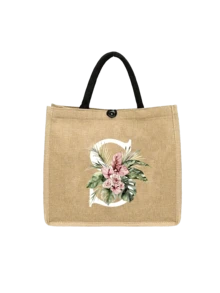 1个简约字母印花亚麻手提袋，情人节女友礼物，多功能便携亚麻手提袋，适合教师节、教师节、女士等场合，字母印花手提袋，化妆包，精美旅行沙滩包，可重复使用的购物袋，适合婚礼、生日、海滩、假日等场合。 - 彩色 - 查看 32