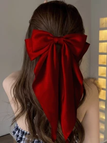 1个优雅涤纶蝴蝶结发夹，适合女性和女孩，中性色调和粉彩色调（酒红色），多功能休闲发饰，适合上学、日常佩戴、情人节和婚礼等场合，女士发饰，头部饰品，爪夹，发夹，发卡 - 酒紅色 - 查看 6