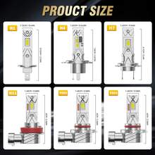 HYNBYZJ 2pcs H7 H4 Car Headlight Bulbs H11 9005 HB3 9006 HB4 Plug And Play Headlight Bulb 1:1 Mini Led 12V 6000K Bright White Fanless Design Car Lights - A - View 9