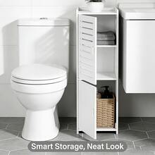 24cm Wide X 75cm High Narrow Gap Bathroom Storage Rack With Door, Toilet Side Organizer Shelf Bathroom Accessories - White - View 7