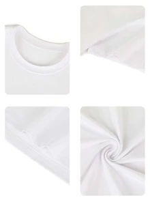 Áo thun nữ tay ngắn cổ tròn kiểu dáng mùa hè mới, in hình cây cọ tối giản, phù hợp mặc hàng ngày. Áo thun in hình dành cho nữ, màu trắng/đen/hồng, thích hợp cho kỳ nghỉ. - trắng - Xem 5