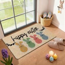 1pc Easter Bunny Decor Kitchen Floor Mat, Spring Easter Holiday Party Floor Mat, Rubber Non-Slip Bottom, Machine Washable, Easter Decoration, Suitable For Kitchen, Dining Room, Bedroom, Living Room, Party, Easter Gift - Multicolor - View 12