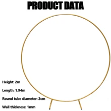 2M Round Hoop Balloon Arch Backdrop Flower Gold Display Stand Frame Wedding New - Gold - View 2