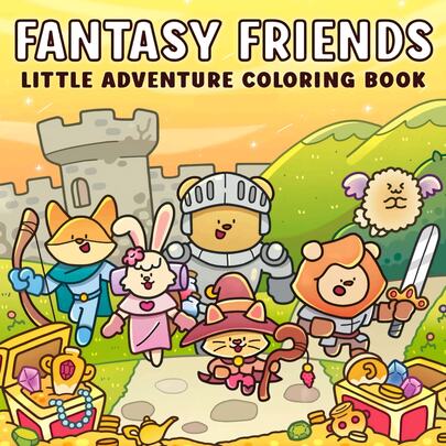 1pc 40 Pages 190g Fantasy Friends Adult Coloring Book - Cute Pets Fantasy Adventure + Castle Treasure Illustrations, Stress Relief Coloring Therapy, Healing Gift For Valentine's Day