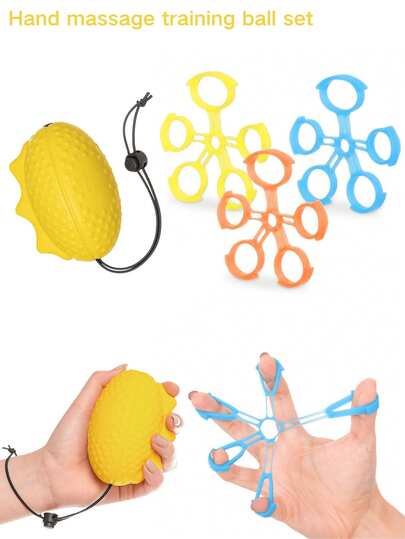 Fanwer成人减压球和握力训练器套装，手部按摩球，手指锻炼器，适用于手部和身体