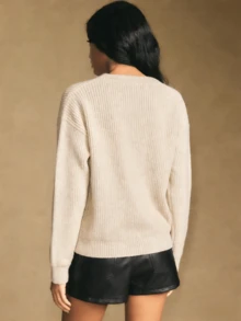 Jersey de punto acanalado con cuello henley (Opciones de multicolor) - Albaricoque - Ver 2