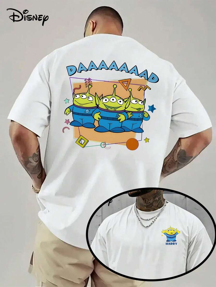 [Disney Authorized] Toy Story Alien Dad T-Shirt Toy Story Men's Short Sleeve Toy Story Jesse Woody Jesse Spring Toy Story Paradise Shirt Toy Story Birthday Shirt - White - View 1