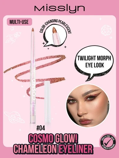  MISSLYN-COSMO GLOW！变色龙眼线液，金属色调，变色，高显色度，多色凝胶眼线笔，防晕染，防水，持久，防汗，品牌彩妆，面部彩绘化妆品，适合女性和女孩，冬季必备，Y2K风格，时尚百搭，绝佳生日礼物，情人节礼物，派对必备，新年礼物，最佳颜色，纯素且不经动物实验