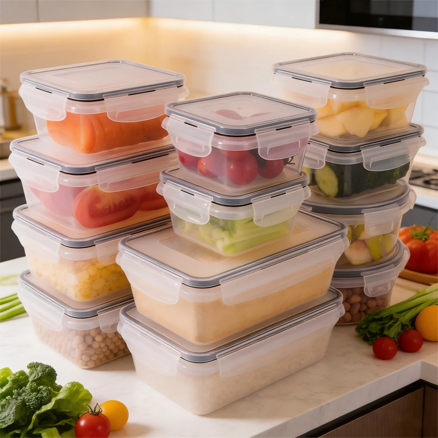 24 -Piece Food Storage Container Set Kitchen Storage Boxes Leak-Proof Meal Prep Boxes Local Warehouse - Sealed Design, Easy-To-Close Lids, Stackable Includes 12 Lunch Boxes, 12 Lids, And Free Labels And Markers, Suitable For Kitchen And Pantry Organization - 24-piece Set - View 1