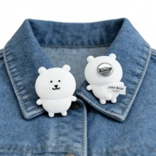 1件名创优品自嘲熊系列徽章、胸针、包包挂饰、毛绒玩具，节日和生日礼物 - 白色 - 查看 2