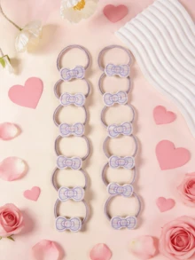 12 piezas de Scrunchies de pelo con lazo y estampado a cuadros, lazos de pelo de alta elasticidad sin daños, accesorios de pelo coloridos para uso diario de niñas - Multicolor - Ver 10