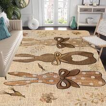 1/2 Set Easter Kitchen Rug - Cute Brown Easter Bunny Pattern, Non-Slip, Soft Washable Polyester Rug, Ideal For Bedside, Bedroom Entrance, Balcony Decor, Perfect Easter Decoration, Suitable For All Seasons - Multicolor - View 15
