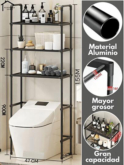 Estante Organizador De Baño Multifuncional 3 Niveles Sobre Inodoro Acero Inoxidable Almacenamiento