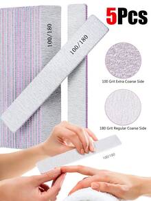 50支装指甲锉，100/180目双面砂纸锉，专业可重复使用可水洗美甲工具，适用于亚克力、凝胶、天然指甲，家用及美甲沙龙均可使用，灰色 - 彩色 - 查看 10