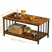 Mesas De Centro Cuadrado Minimalista Mesa Para Sala De Madera Moderno Mesa De Centro Cuadrado - Granate - Ver 4