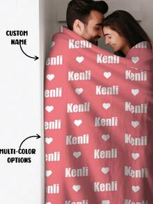 1pc Customized Name Blanket, Personalized Name Blanket, Sofa Bedroom Custom Blanket, Personalized Soft Blanket, Personalized Throw Blanket, Suitable For Office, Best Friend Name Blanket, Comfortable Blanket, Family Gift, Wedding Gift, Birthday Gift, Mother's Day Gift, Father's Day Gift, Gift For Parents, Gift For Friends, Gift For Her, Durable, Breathable - Love - View 12