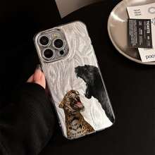 Funda de teléfono a la moda - Textura de satén plumoso Compatible con todos los modelos de teléfonos inteligentes Apple El regalo perfecto para ella, una opción ideal para San Valentín - Negro - Ver 2
