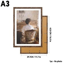 A3/A4/30x40厘米复古相框 | 可挂墙或摆放在桌面 | 家居装饰艺术海报相框，黑色/白色/棕色/木色可选 - 彩色 - 查看 17