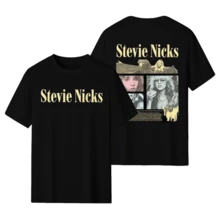 Rock Band Fleetwood Macs Stevisse Nicksss Pattern Short Sleeved Shirt Men's And Women's Casual Retro Sportswear Men's Fashion Oversized Pullover T-Shirt Summer Fashion - màu đen - Xem 1
