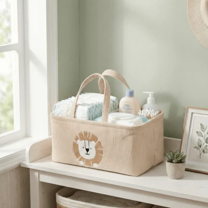 1 Peça Cesta de Armazenamento de Fraldas com Desenho de Animal, Caixa de Armazenamento de Fraldas para Recém-Nascidos, Adequada para Uso em Berçário