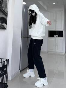 Nike Sportswear Phoenix 刷毛純色 Logo 印花抽繩套頭運動衫 女款 白色 - 白色 - 查看 9